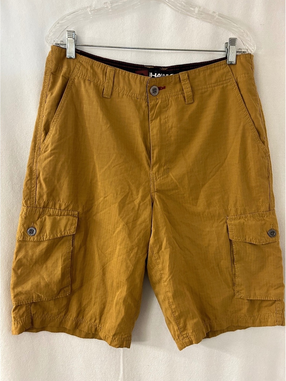 Tony Hawk Ripstop Cargo Shorts Men’s Size 33 Mustard Tan Outdoor Hiking